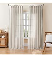 Joydeco Linen Curtains 84 Inch Length 2 Panel Sets for Bedroom, Beige Light Filtreing Curtains 52...