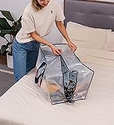 VENO 4 Pack Moving Bags Plastic Storage Totes Clothes Organization Large W Lid/Zipper. Packing Bo...