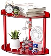 Sezanrpt 2 Tier Countertop Corner Organizer Shelf 7x7x8 Inch, Red Acrylic Bathroom Corner Shelf f...