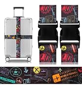Gutsdoor Luggage Straps for Suitcases Adjustable Travel Belt, Connector Holds Suitcase Bright Col...