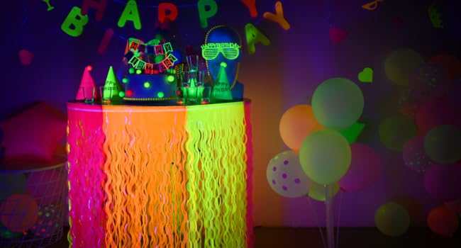 Fluorescent colors table skirts