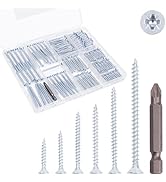 KURUI Wood Screws Assortment Kit, Flat Head Screws Set for Wood Drywall, 190 Pcs PosiDriv Sheetro...