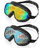Aegend Swim Goggles for Adult Youth - 2 Pack Wide View Anti-Fog Anti-UV Swimming Goggles for Men ...