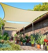 ShadeMart 8' x 10' Beige Sun Shade Sail Rectangle Canopy Fabric Cloth Screen SMTAPR0810, Water an...