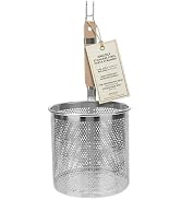 Angoily Mesh Pasta Strainer 1 Gal Stainless Steel 6.5" Deep Noodles Basket Hot Pot Colander with ...