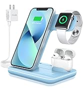 WAITIEE Wireless Charger 3 in 1, 15W Fast Charging Station for Apple Watch 9/8/Ultra 2/Ultra/SE/7...