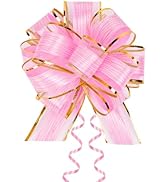 JOYIT 10 Pack Large Pull Bows 6 Inch - Big Pink Bows for Gift Wrapping, Ribbon Pull Bows for Moth...