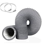 4Inch 10FT Long Flexible Aluminum Air Ducting, Heavy-Duty Grey 4 Layer Dryer Vent Hose, Dryer Duc...