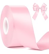 Fullive 1 1/2 Inch Pink Ribbon, 30 Yards Pink Ribbon for Gift Wrapping, Polyester Satin Mothers D...