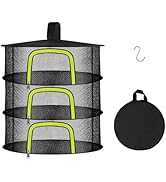 Doacpcr 3 Layer Herb Drying Rack, Herb Drying Rack Hanging Mesh, Foldable Bud Drying Net with U-S...