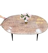 LIBERECOO Clear Fitted Vinyl Tablecloth - Heavy Duty Elasticized Table Cover Elastic Edged Plasti...