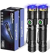 DARKDAWN UV Flashlight 365nm, LED Blacklight Flashlight, USB Rechargeable flashlights, Powerful F...