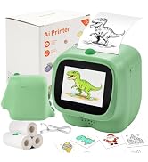 WiseElf AI Voice-Powered Sticker Printer for Kids, Thermal Inkless, Green | 2.4" HD screen, 6 art...