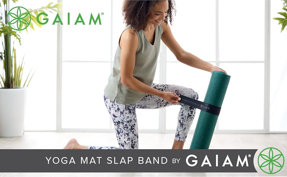 Gaiam yoga mat slap band, yoga strap, yogi gifts for women