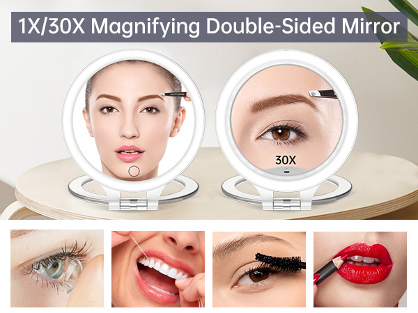 Magnifying Mirror 30X 1X Double Sided Magnification Makeup Vanity Mirror