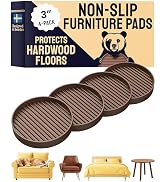CasterMaster Non Slip Furniture Pads for Hardwood Floors - Circular (Brown, 3'' x 3'' - 4 Pack) -...