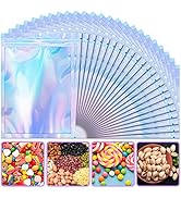 100 Pack Holographic Bags, 4 x 6 Inches Mylar Bags, Packaging Bags for Small Business, Resealable...