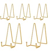 IBosins 5 Pack 6 Inch Plate Holder Display Stands, Metal Gold Frame Stand for Picture, Book, Phot...