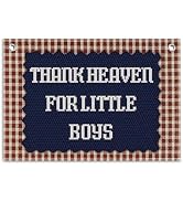 KDHTY Boys Nursery Decor,Thank Heaven for Little Boys Linen Banner,Baby Shower-Gift,Vintage Canva...