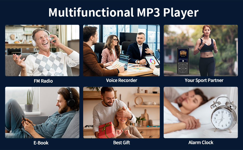 Music Player with Bluetooth HiFi Sound Shuffle Single Loop FM Radio Built-in HD Speaker Sport