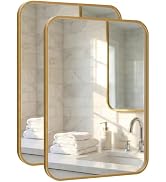 Pocetry 2 Pack Bathroom Mirrors for Over Sink, 22"x30" Gold Framed Vanity Mirror, Rounded Corner ...