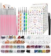 FANDAMEI Nail Art Brushes Set, Nail Art Kit, Nail Design Kit, Nail Art Dotting Pens, Nail Sticker...