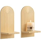 VIS'V Wall Mount Candle Holder, Wooden Boho Wall Decor, Natural, 2 Pcs