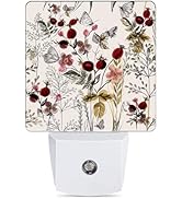 Jopowide Vintage Flower Night Light, Butterfly Plug into Wall with Dusk to Dawn Light Sensors, Wa...