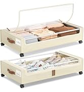 Yecaye Under Bed Storage with Wheels, 2 Pack Under Bed Storage Containers, 60L Underbed Shoe Stor...