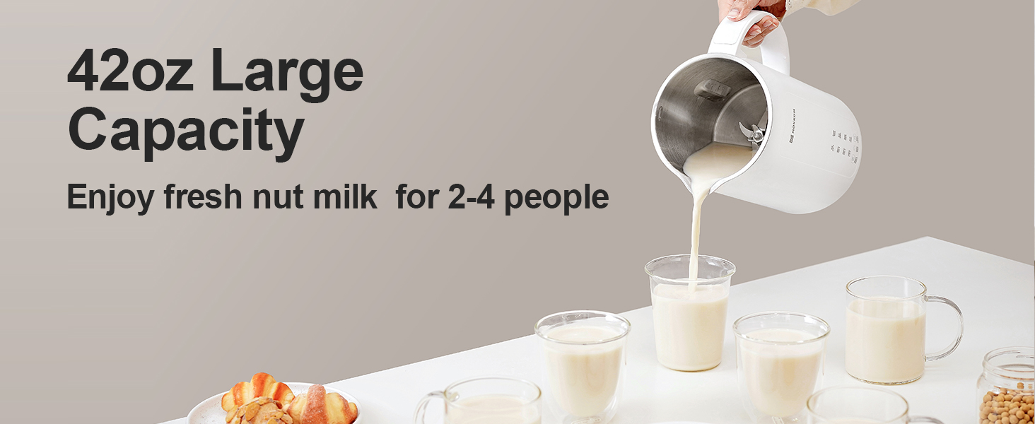 MOKKOM Nut Milk Maker, Automatic Almond Milk Machine for Homemade Plant-Based Milk