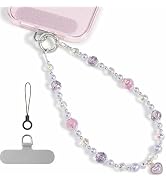 ABITKU Phone Charm, Pearl Crystal Beaded Wrist Strap for Women, Hands-free, Drop-proof and Anti-t...