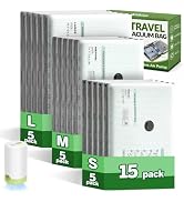 15 Packs Vacuum Bags for Travel with Rechargeable air Pump, 3 Sizes Vacuum Seal Bags for Clothing...