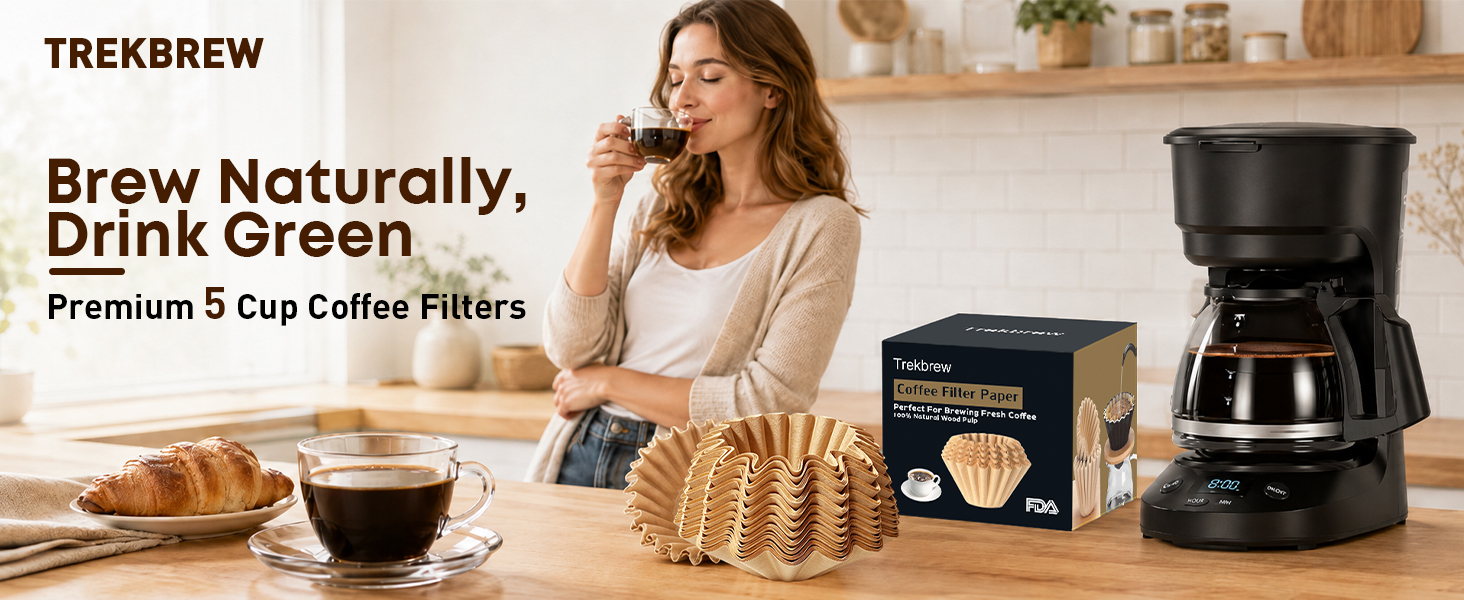 Brew Green, Taste Rich | Premium 5 Cup Coffee Filters