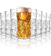 Hacaroa 8 Pack 17 Oz Plastic Tiki Cups, Clear Tiki Cocktail Mug Luau Cup Hawaiian Party Drinking ...