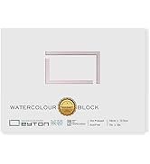 Non-Warping 100% Cotton Watercolor Paper Block - 20 Sheets of 160lb/350gsm Hot Press Water Color ...