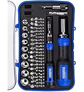Precision Socket Screwdriver Bit Set: 79 pcs Screwdriver Bits & Socket Set with Case - Nut Driver...