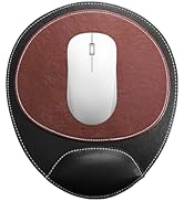 Fosinz Ergonomic Leather Mouse Pad Mat Mousepad with Rest Wrist Support Non-Slip Rubber Base Memo...