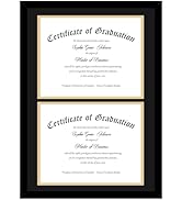JCJMY Double 8.5x11 Diploma Frame, Classic Black and Gold Frame, Display Double Diploma 8.5x11 wi...