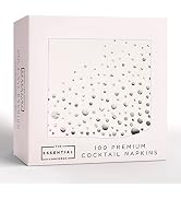Stylish 5x5 Inch Silver Napkins - 100 Pack of White and Silver Cocktail Napkins - Disposable 3 Pl...