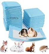 MUYG 100 Pcs Disposable Rabbit Pee Pads,Small Animal Potty Training Pads Guinea Pig Cage Liners L...