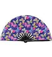 Salutto Large Women Clack Fold Hand Fan Fluorescence Printing UV Glow Party Club Prom Disco Freak...