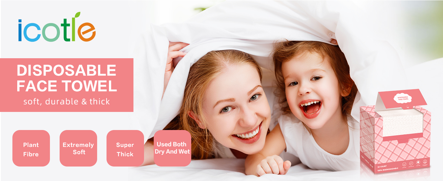 icotle 50 Count Disposable Face Towel