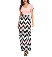 Mommy Jennie Women's Maxi Dresses Short Sleeve Long Casual Summer Sundresses