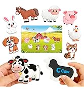 Zerobe Farm Animal Magnetic Toy Set with Portable Board for Toddlers Ages 1+, 8 Magnetic Animals ...