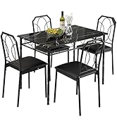 VECELO 5 Piece Dining Table Set for 4, Dinette with Chairs for Kitchen, Breakfast Nook, Small Spa...