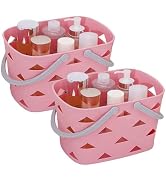 MINDFARGE Portable Shower Caddy 2 Pack, Tote Plastic Storage Basket with Handle Shelf Organizers ...