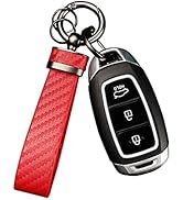 Turcee Carbon Fiber Car Keychain,Interior Accessories Keychains Leather Car Key Fob,Car Accessori...