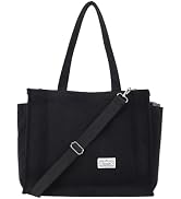 UERRUAM Tote Bag for Women with Compartments,Large Corduroy Tote for Work Travel College Book Bag...