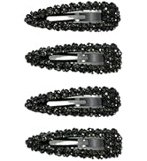 4Pcs Black Sparkly Czech Crystal Snap Clips, Long Hair Barrettes Hair Slide Stylish Clips for Wom...