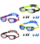 ORANZI Kids Swim Goggles, 4 Packs Swimming Goggles for Kids Youth Girl Boy, Anti-Fog Anti-UV Leak...